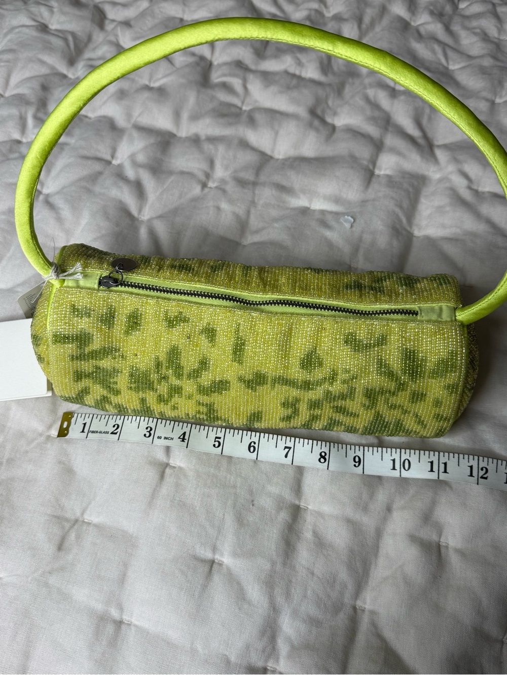 Free People Bailey Beaded Barrel Shoulder Handbag Purse Lime Green - NWT - Picture 10 of 10